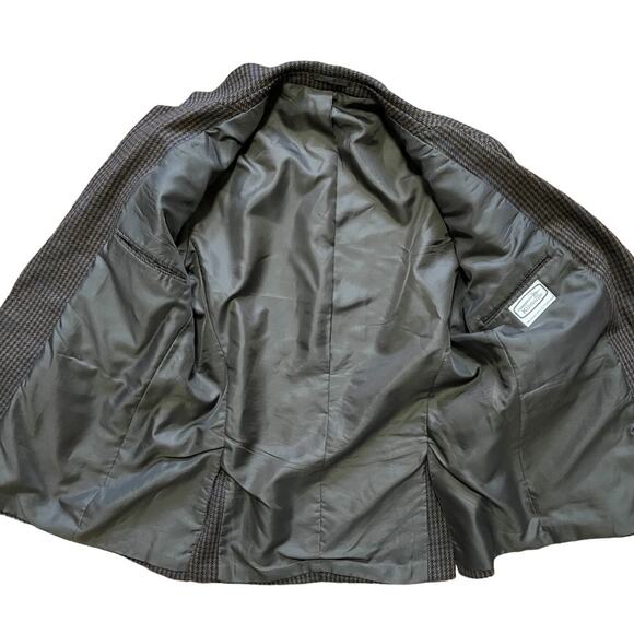 VTG KILMAINE Wool Blend Gun Club Plaid Sport Coat Jacket in Brown Navy SZ 44R - Picture 7 of 11